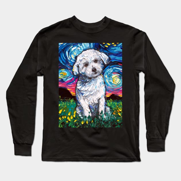 Maltese Night Long Sleeve T-Shirt by sagittariusgallery